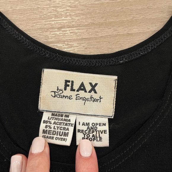 Flax Black Long Sleeve Side Slit Tunic Top Size M - Picture 2 of 5